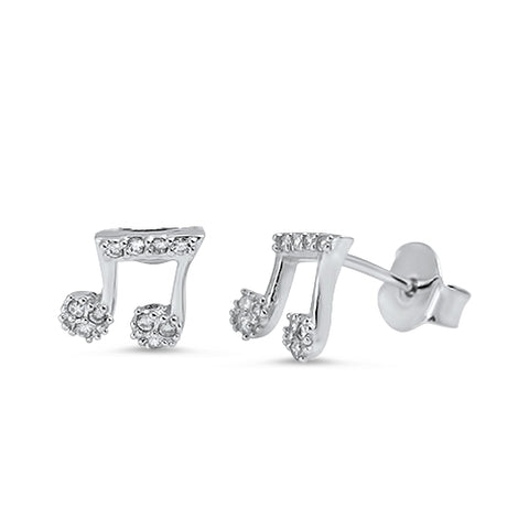 Sterling Silver Music Note Stud Post Earrings