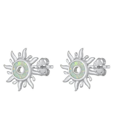 Opal Sterling Silver Sun Studs