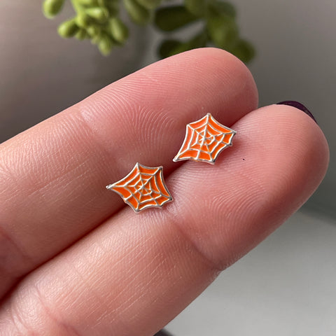 Nickel & Lead Free Sterling Silver Spiderweb Studs