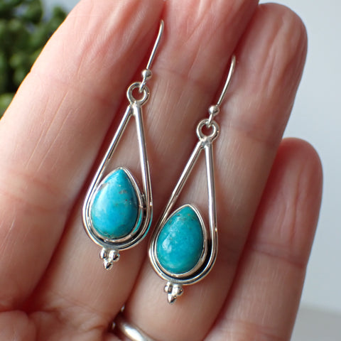 Turquoise Drop Sterling Silver Earrings