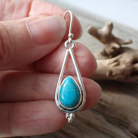 Turquoise Drop Sterling Silver Earrings