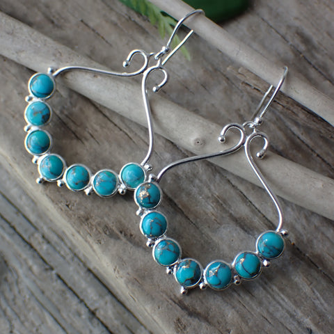 Boucles d'oreilles en argent sterling turquoise cuivrée 