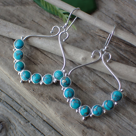 Boucles d'oreilles en argent sterling turquoise cuivrée 