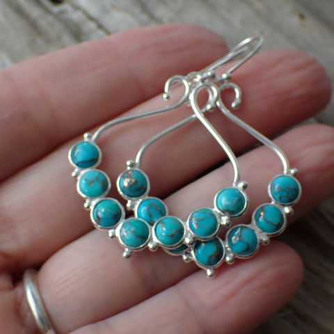 Boucles d'oreilles en argent sterling turquoise cuivrée 