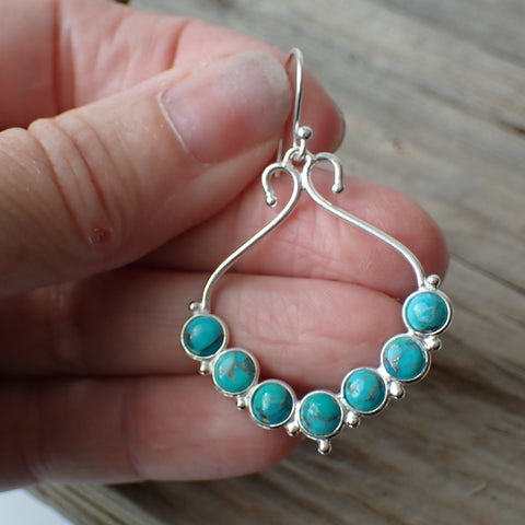 Boucles d'oreilles en argent sterling turquoise cuivrée 