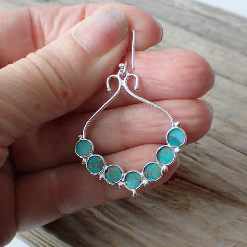 Boucles d'oreilles en argent sterling turquoise cuivrée 