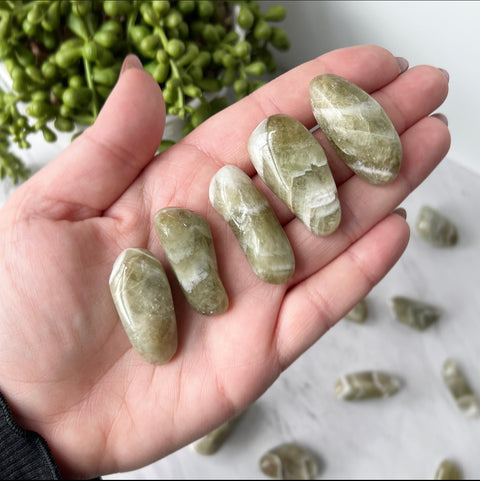 prasiolite green amethyst tumbled stone