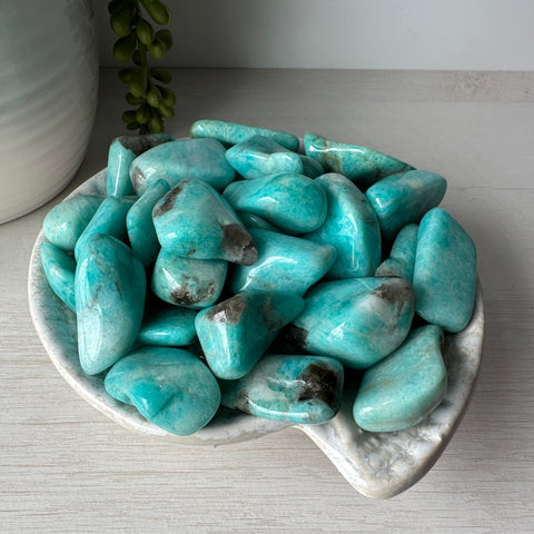 Amazonite With Smoky Quartz Tumbled Stone