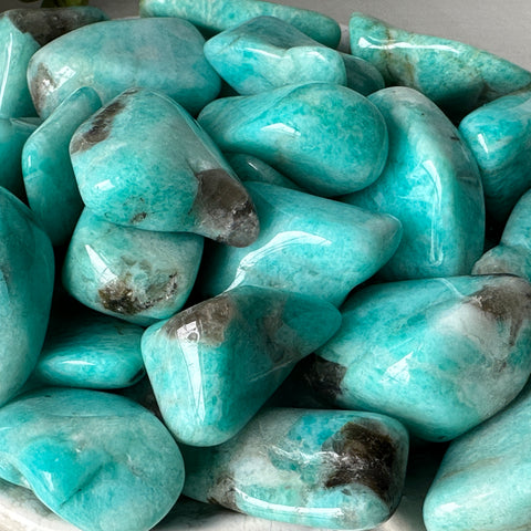 Amazonite With Smoky Quartz Tumbled Stone