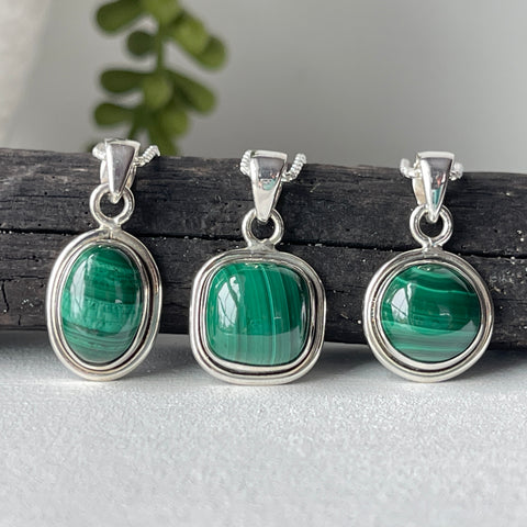 sterling silver malachite necklace