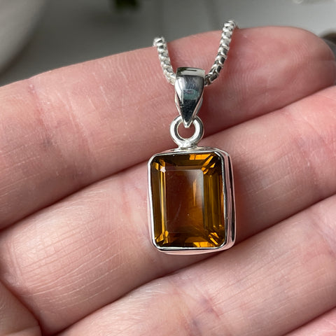 Beer Quartz Sterling Silver Pendant