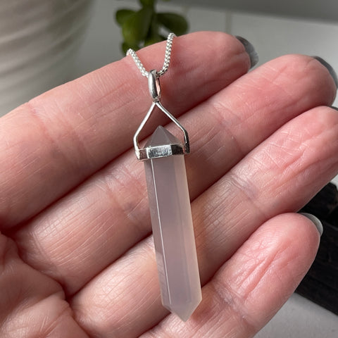 chalcedony stone crystal pendant necklace