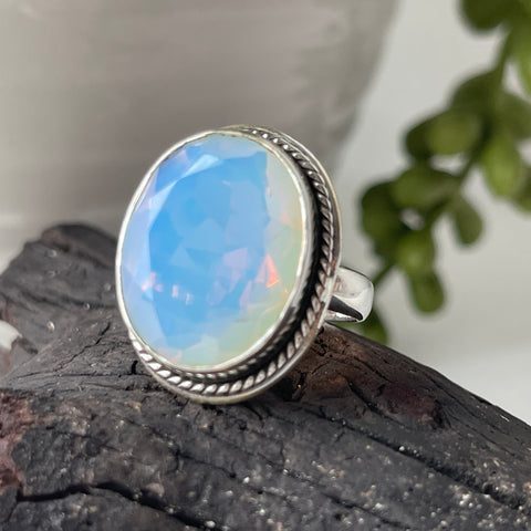 Opalite Sterling Silver Ring Size 6.5