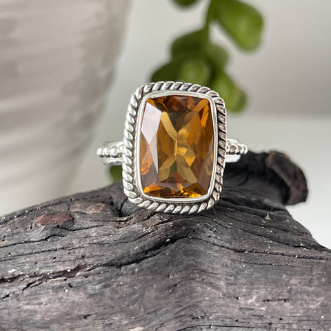 Beer Quartz Sterling Silver Ring Size 6