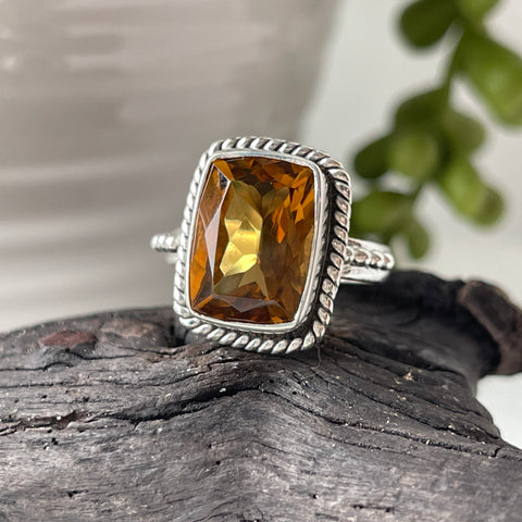 Beer Quartz Sterling Silver Ring