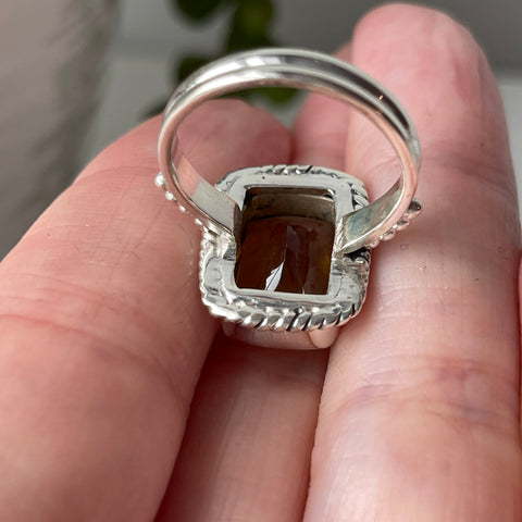 Beer Quartz Sterling Silver Ring Size 6