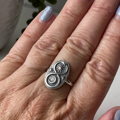 sterling silver ouroboros snake celestial ring