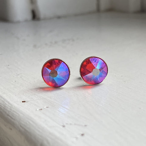 sterling silver swarovski hyacinth shimmer studs