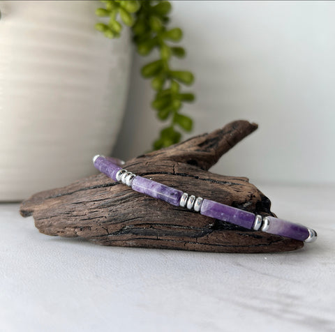 lepidolite and hematite bracelet