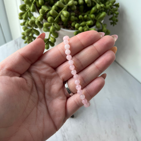 Rose Quartz Gemstone Energy Bracelet - 6 mm