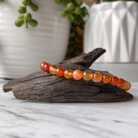 6 mm carnelian gemstone bracelet