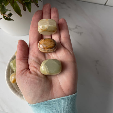 banded onyx tumbled pocket stone