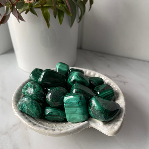 malachite tumbled pocket worry stone