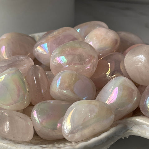 Rose Quartz Angel Aura Tumbled Stone