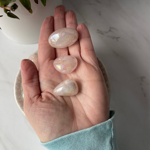 Rose Quartz Angel Aura Tumbled Stone