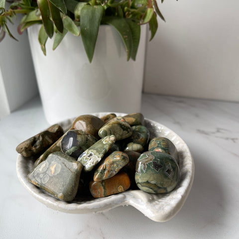 rainforest jasper rhyolite polished pocket worry stone