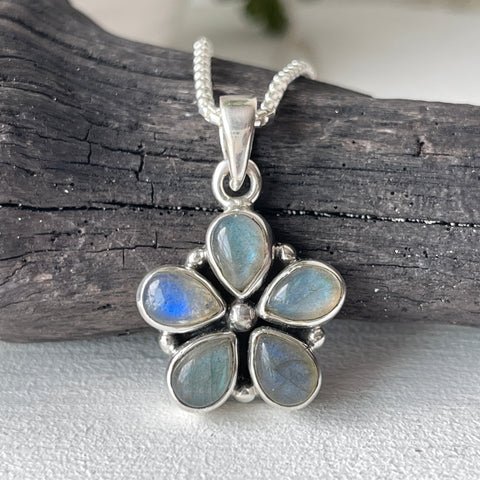 sterling silver labradorite crystal stone necklace pendant