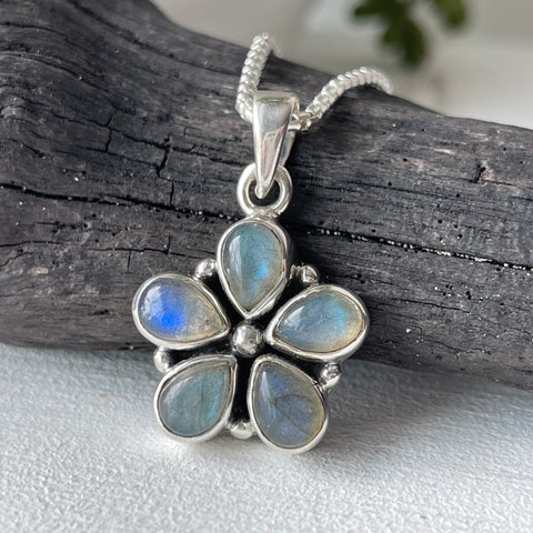 sterling silver labradorite crystal stone necklace pendant