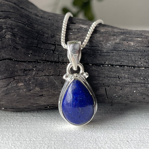 sterling silver lapis stone crystal pendant necklace