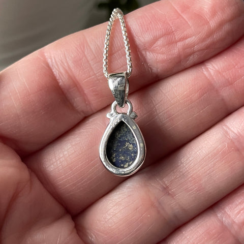 sterling silver lapis stone crystal pendant necklace