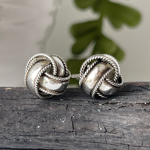 sterling silver knot stud earrings