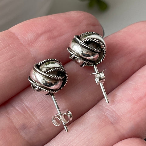 sterling silver knot stud earrings