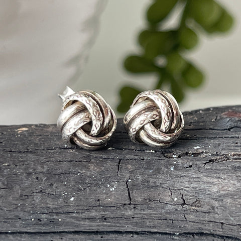 sterling silver knot stud earrings