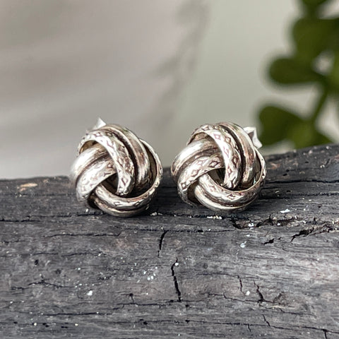 sterling silver knot stud earrings