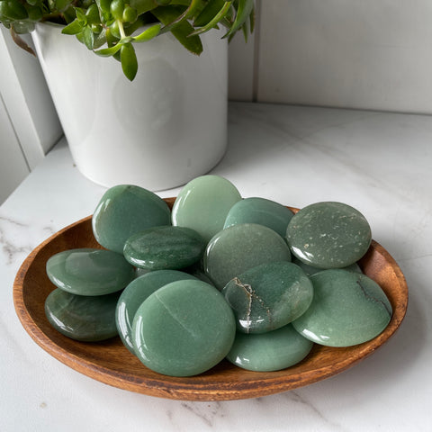 green aventurine worry palm pocket stone