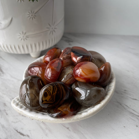 sardonyx crystal tumbled worry pocket stone