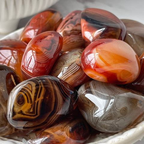 sardonyx crystal tumbled worry pocket stone