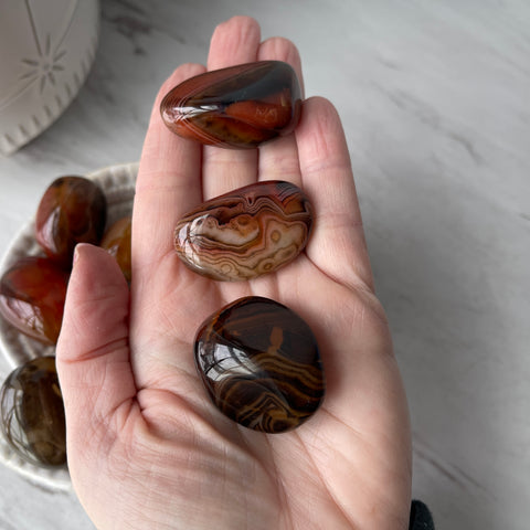 sardonyx crystal tumbled worry pocket stone