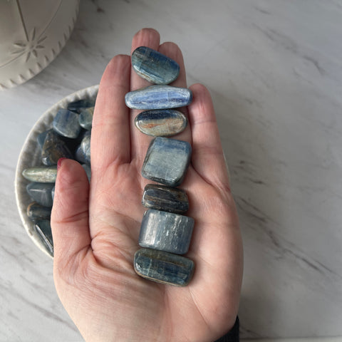 Caribbean blue tumbled worry pocket stone