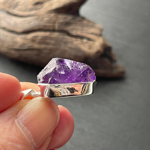 Amethyst Chunk Sterling Silver Necklace