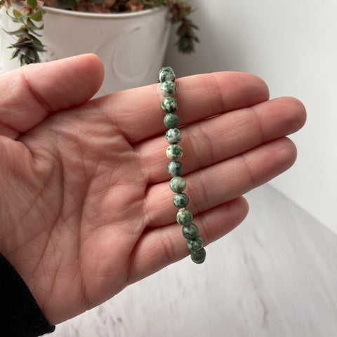 Pulsera de energía con piedras preciosas de ágata de árbol - 6 mm