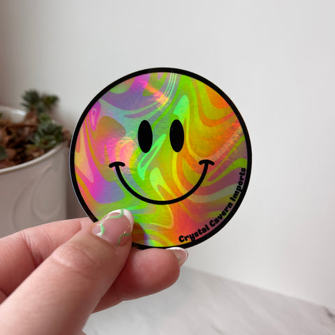 Holographic Smiley Face Waterproof Vinyl Sticker