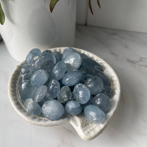 celestine tumbled worry pocket stone crystal