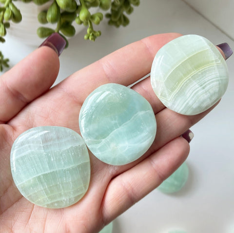 pistachio calcite worry stone