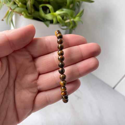 Pulsera de energía con piedras preciosas de ojo de tigre - 6 mm