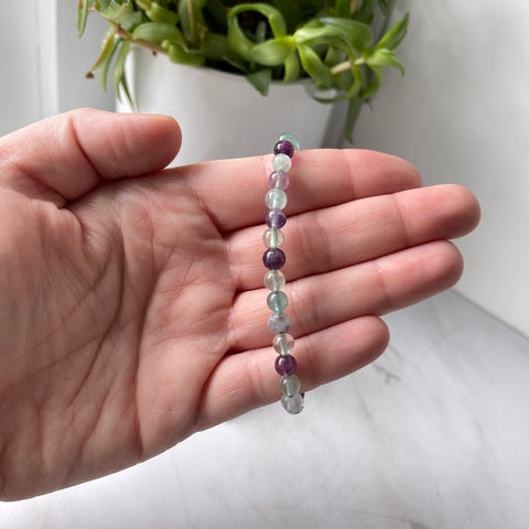 Rainbow Fluorite Gemstone Energy Bracelet - 6 mm